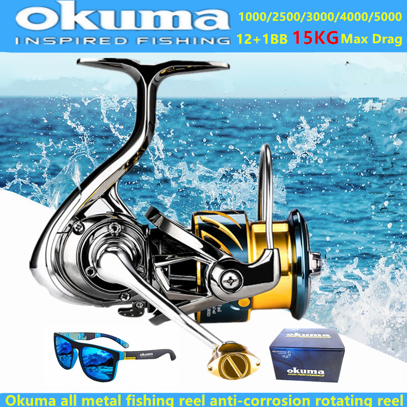 Trolling Reel - Okuma Vollmetall-Angelrolle 12+1BB 15KG Max Bremskraft