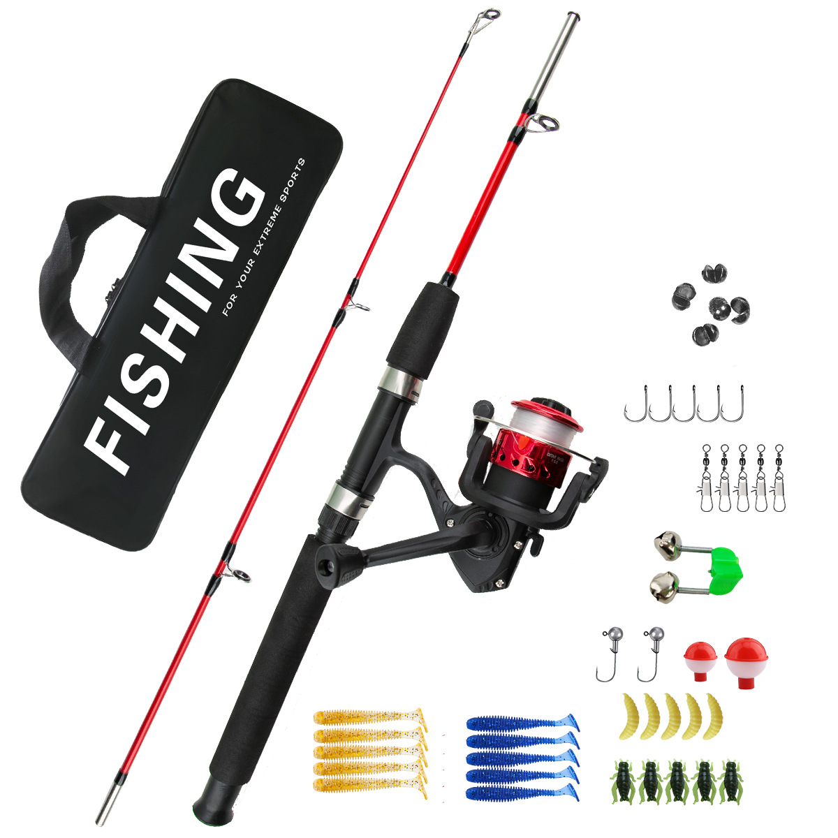 Ice Fishing Reel - 2-teilige Eisfischerrute für Anfänger, Weitwurf-Meeres-Spinnrute, Komplettes