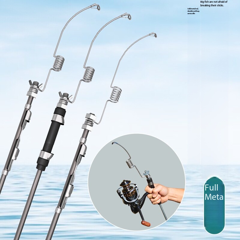Ice Fishing Reel - Federstange Mini Tragbare Einteilige Metall-Ultra-Kurze Angelrute