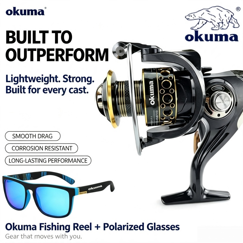 Trolling Reel - OKUMA-Spinnrolle, ultraleichte Metall-Angelrolle, Angelwerkzeug, Angelrad, maximale